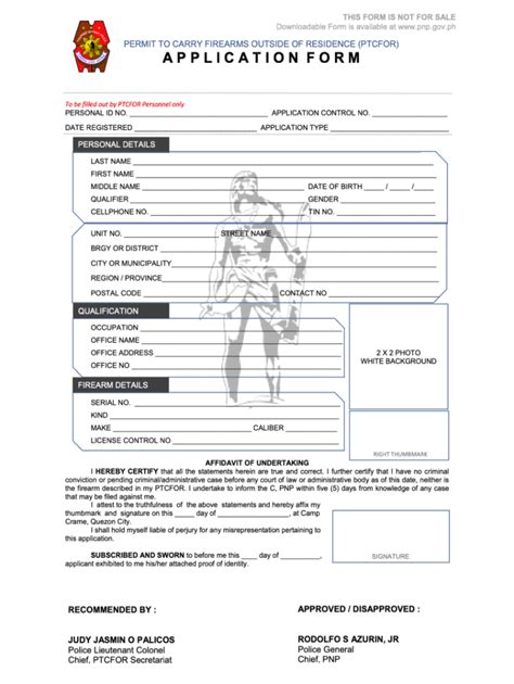 Permit to Carry Firearms Outside Residence (PTCFOR) Application .